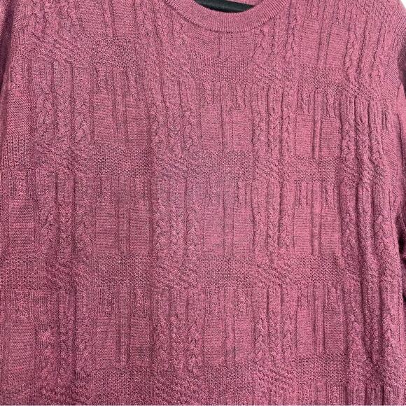 Hart Schaffner Marx Extra Fine Merino Wool XL maroon plum knit sweater V-neck - Picture 3 of 11